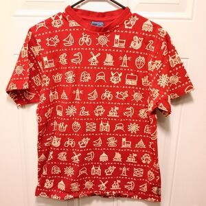Bo Bendixen Red Graphic T-Shirt Men's Medium